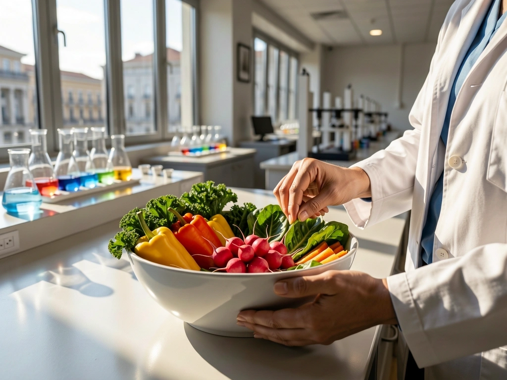 Vegetales frescos en entorno clínico de NutriEvolución